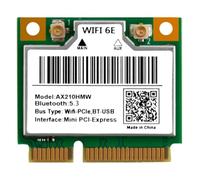 Ehwisbe AX210HMW WiFi 6E Mini PCI-E Wireless Network Card Bluetooth 5.3 Adapter for Desktop Laptop, Tri-Band 2.4/5/6GHz AX WiFi
