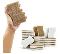 Ehwisbe Biodegradable 24-Pack Dishwashing Sponge- Compostable Cellulose& Coconut Scrubber Sponge, Natural Kitchen Cleaning Material