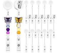 Ehwisbe DIY Jewelry Making Beaded Blank Bars with 15 Pcs Alligator Clip Holders Swivel Clips Bulk for Teachers Supplies A