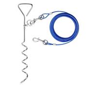 Ehwisbe Dog Tie Out Cable and Heavy Duty Anti-Rust Spiral Stake(30ft), for Medium-Large Dogs Up to 125 Lbs
