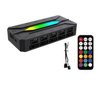 Ehwisbe Dual Ten-Way ARGB Controller Computer Cooling Chassis Fan PWM Temperature Control Hub 5V 3pin Shenguang Synchronization