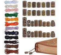 Ehwisbe Elastic Bands with 30Pcs Decorative Toggles Travel Notebook Polyester Elastic Stretch Cord Traveler' S Note Repair Kit