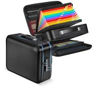 Ehwisbe Fireproof Document Storage Box Hard-Shell Waterproof Fire Double-Zip Bag with Lock& File Folders for Home