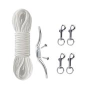 Ehwisbe Flag Rope and Clips Kit - 50ft Flag Pole Rope Halyard with Cleat Hook & 4 Pcs Swivel Snap Clips for Flagpoles Up to 25ft