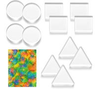 Ehwisbe for Card Printmaking Supplies 12 Pack 3 Inch Gel Print Plates Reusable Shapes- Circle, Triangle, Square for Monoprinting Projects