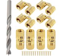 Ehwisbe Jewelry Ring Box for Wooden Box 8Pcs 8 mm Hidden Brass Hinges with 8 mm Drill Bit, 180 Degree Opening Angle- DIY Hand Craft