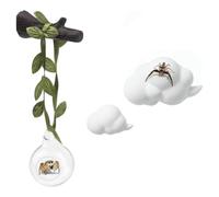 Ehwisbe Jumping Spider Hide Glass Ball Habitat 4pcs Cloud Platform Ledges Spider Enclosure for Decorating