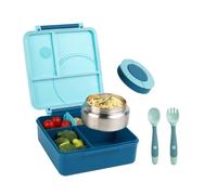 Ehwisbe Kids Bento Lunch Box with 8 Oz Thermo Food Container Leakproof 4 Compartments for School& Travel B
