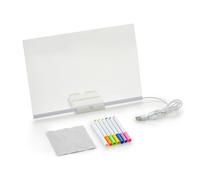 Ehwisbe Light Up Acrylic Message Board Rewritable DIY Children's Glowing Drawing Board Message Lamp with 7 Colorful Pens 20 * 20cm