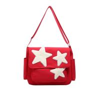 Ehwisbe Messenger Bag for Women Star Design Adjustable Cute Messenger Bag with Side Pockets Zippered Shoulder Bags Red