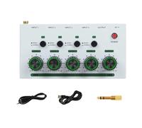 Ehwisbe Mini Mixer 4 Channel Microphone Extender Line Small Mixer Instrument Audio Integration System White