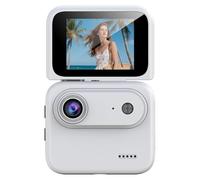 Ehwisbe Mini Sports Camera 4K Ultra Clear Recording with Flip Screen, Anti-Shake Feature 143° Wide-Angle Portable Vlog Recorder White