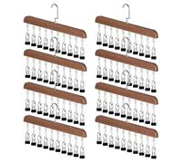 Ehwisbe Multi-Purpose for Wardrobe, Wooden Hanger Closet Organizer-8PCS Space-Saving with 10 Clips-Hanging Storage Vintage