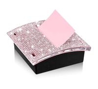 Ehwisbe Pink Rhinestone Sticker Note Pad Holders 4 X 4 Inches Cute Bling Memo Sticky Dispenser Self