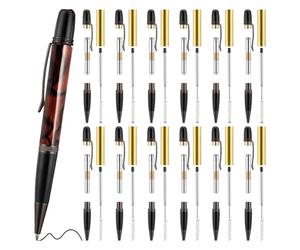 Ehwisbe Premium Rotating Wooden Ballpoint Pen Pack, 12 Set with Copper Turntable for A