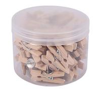 Ehwisbe Push Pins with Wooden Clips 50Pcs Thumbtacks Pushpins Paper Clips Clothespins Natural Color for Cork Board and Photo Wall Offices Home Schools Use