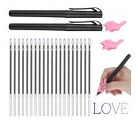 Ehwisbe Reusable for Handwriting Book Magical Pens 24pc Ink Pen Refills for Grooved for Handwriting Workbooks Writing Training