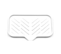 Ehwisbe Self Draining Soap Bar Holder Silicone Kitchen Sink Soap Dish Tray Counter Organizer Easy to Use L White