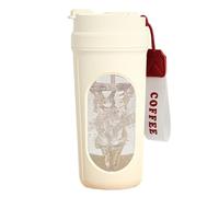Ehwisbe Self Stirring for Coffee Mug 450ML Self Mixing Glass with Wooden Handle for Coffee Milk Protein Powder Red