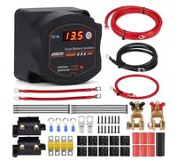 Ehwisbe Split Charge Relay Kit 140Amp 12V Dual Battery Isolator Manual/Auto Modes Voltage Sensitive with Display
