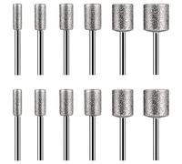Ehwisbe Stone Carving Set,12PCS Burr Bits for Stone Rocks Glass Ceramics Rotary Tools(4mm 5mm 6mm 8mm 10mm 12mm)