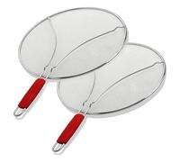 Ehwisbe Universal Cookware Splatter Guard 2 Pack for Frying Pan Strainer 13" RED Handle Stops Hot Oil Splash Screen