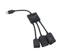 Ehwisbe USB 2.0 Type-C Micro USB HUB Male to Female Double Host OTG Adapter Cable 3 Ports for Smartphone for Computer Tablet