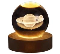 Ehwisbe Valentines Day Gift Galaxy Crystal Ball Lamp 3D Planet Moon Lamp USB LED Night Light Crystal Ball Lamp A