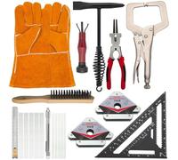 Ehwisbe Welding Tools- MIG Chipping Hammer, Leather Gloves, Clamp, Saltstone Holder, Magnet Soapstone