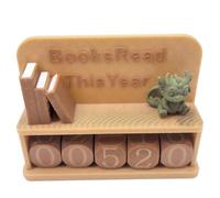 Ehwisbe Year Book Tracker Reusable Reading Challenge Counter Sign, 3D Printed Home Decor, Library Book Counting Tool Brown