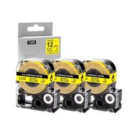 EHxCUF 3PK 12mm SC12YW Tape Compatible With Label Maker LW-700 Works With King Jim SC12YW LK-4YBP Black On Yellow Label Tape Printer Ribbon