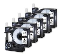 EHxCUF 5PK 9mm D1 Standard Tape Labels Black On White Laminated Compatible With LabelManager 100 120P Printers Works With 40913
