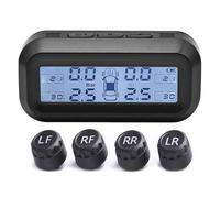 EHYSYN Car TPMS Tyre Pressure Monitoring System Solar Power Digital LCD Display Auto Security Alarm Systems Pressure External Sensor(Black White External)