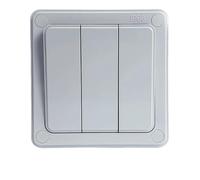 EHYSYN Multi-Gang IP66 Waterproof Wall Switch 16A - Outdoor Push Button Electrical Control For Home & Garden 1gang/2gang/3gang(3-Gang)