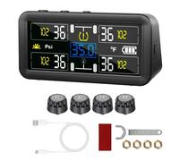 EHYSYN Solar TPMS 4/6 External Sensors 0~9.9Bar Truck RV Digital LCD Display Car Tire Pressure Alarm Waterproof(4 wheel external)