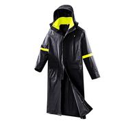 EI Sonador Classic Long Rain Coats for Men, Hooded Raincoats Rainwear for Waterproof Work, Breathable, Rain Jacket Poncho, Black & Fluorescent Green, Large