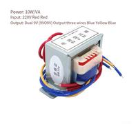 Ei48 10W Power Transformer Ac 220V to 6V/9V Single Phase Step Down Converter with Full Copper Wire, Flame Retardant Nylon Core and Low(Dual Output 9V)