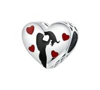 EIAAMRYMITE New 2026 925 Sterling Silver Heart Shape Charm For Original Snake 3Mm Bracelet Black Enamel And Metal Beads Decoration Jewelry Luxury With You Accessories Trendy Best Gift