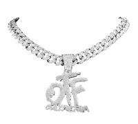 EIAAMRYMITE New 2026 Hip Hop Only The Family Otf Crystal Letter Pendant Necklaces for Women & Men, Miami Iced Out Cuban Chain Punk Jewelry Gift