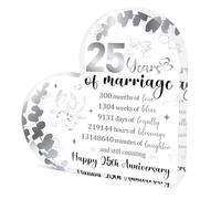 Eiapadeor 25th Wedding Anniversary Keepsake Gift - Happy 25th Anniversary Acrylic Plaque Gifts Silver 25 Years Wedding Gift for Women Men Wife Husband Couples Parents