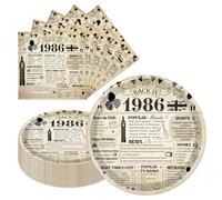 Eiapadeor 40th Birthday Decorations Tableware Set - 50 Pcs 40th Birthday Party Plates and Napkins Vintage Back in 1986 Disposable Plates Set for Women Men Him Her 40 Year Old Party Supplies
