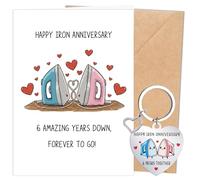 Eiapadeor 6th Wedding Anniversary Card Gift - Funny Iron Anniversary Greeting Card with Keychain Happy 6 Years Wedding Gifts for Him Her Husband Wife Partner Spouse Couples