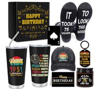 Eiapadeor 75th Birthday Gift for Men - Vintage 1941 75 Year Old Man Present, 7 Pcs Birthday Gifts Tumbler Baseball Cap Bottle Opener Socks Present for Husband Father Dad's 75th Father's Day Christmas