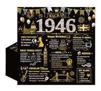 Eiapadeor 80th Birthday Paper Napkins - 20 Pcs 80th Birthday Cocktail Paper Napkins Black Gold Back in 1946 Disposable Tableware for Men Women 80 Year Old Party Decorations 6.3 x 6.3 inch Folded
