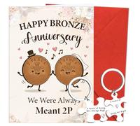 Eiapadeor 8th Wedding Anniversary Card Gift - Funny Bronze Anniversary Greeting Card with Keychain Bronze 8 Years Wedding Gifts for Him Her Husband Wife Partner Spouse Couples
