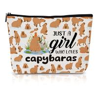 Eiapadeor Capybara Makeup Bag Gifts - Capybara Cosmetic Bags for Women, Double Sided Waterproof Bag Gift, Cute Animals Theme Gifts for Girls Animal Lover, Just A Girl Who Loves Capybaras