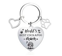Eiapadeor Cockapoo Gifts Keyring for Women - Best Cockapoo Mum Dog Lovers Keyring Gifts, Cute Heart Dog Keychain with Paw, Family Friends Christimas Mother's Day Valentine's Birthday Present