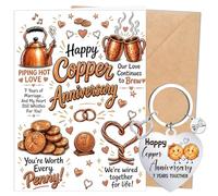 Eiapadeor Copper Wedding Anniversary Card 7th Wedding Gifts for Him Her