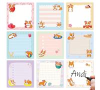 Eiapadeor Corgi Sticky Notes Gifts - 9 Pack Cute Sticky Notes 3x3 Inch for Corgi Lovers Corgi Notepads Funny Dog Post It Pads Funny Self-Stick Memo Pads Gifts Office School Supplies 450 Sheets