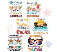Eiapadeor Cruise Door Decorations Magnetic - 6 Pcs Retro Family Cruise Door Magnets Hawaii Cruise Ship Door Decorations Palm Tree Sunset Drink Stickers Decals for Carnival Cabin Party Fridge Decor